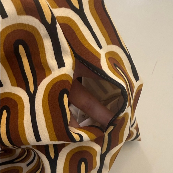 Zara Brown Printed Flare High Waist Geometric Art Deco Size XS - Picture 9 of 10